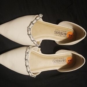 Women's White Chain Detail Flats